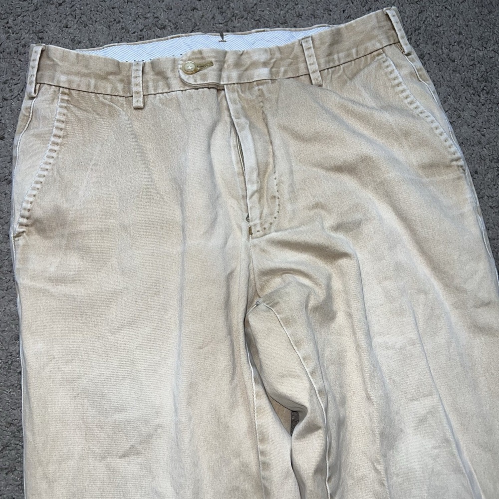 Peter Millar Pants Mens 32 Khaki Beige Chino Golf Casual Flat Front Made in Peru